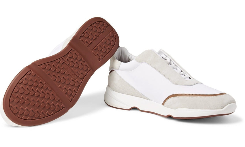 LORO PIANA Modular Walk Aqua Light Leather-trimmed Shell And Suede Sneakers In White - DUBAI ALL STAR