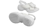 Roger Vivier Viv' Run Light Strass Buckle Sandals in Fabric 'White' - DUBAI ALL STAR
