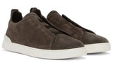 Zegna Brown Triple Stitch Sneakers - "Put Greyish Brown"