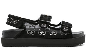 Gucci crystal-embellished monogram-pattern sandals 