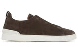 Zegna Brown Triple Stitch Sneakers - "Put Greyish Brown"