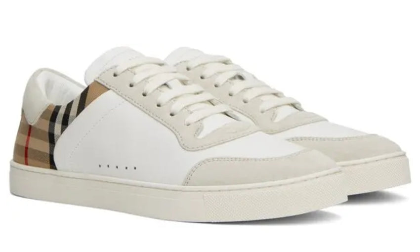 Burberry Check Panelled Sneakers 'Natural White Archive Beige' - DUBAI ALL STAR