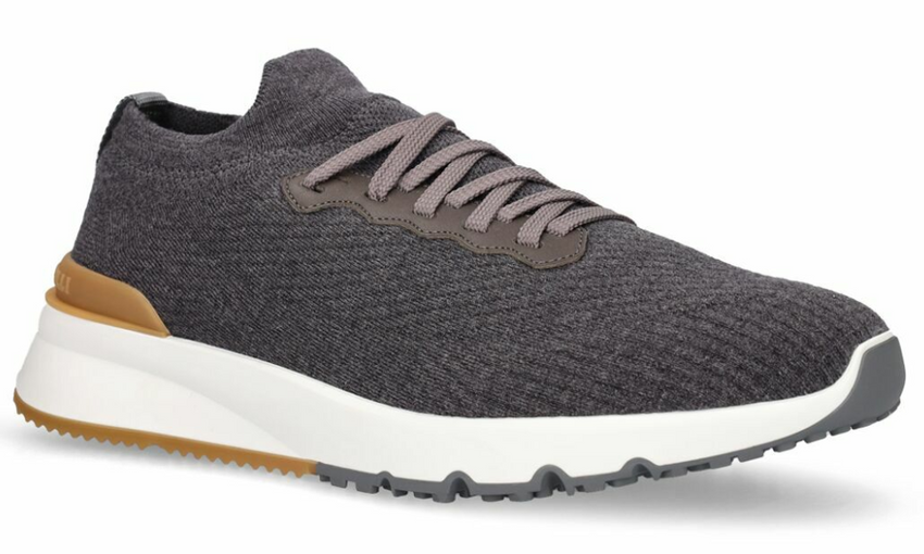 Brunello knitted low-top sneakers "Grey" - Dubaiallstar