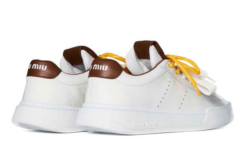 Miu Miu Leather sneakers "White / Cognac" - Dubaiallstar