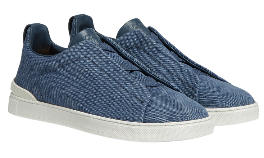 Zegna Blue Canvas Triple Stitch™ Sneakers