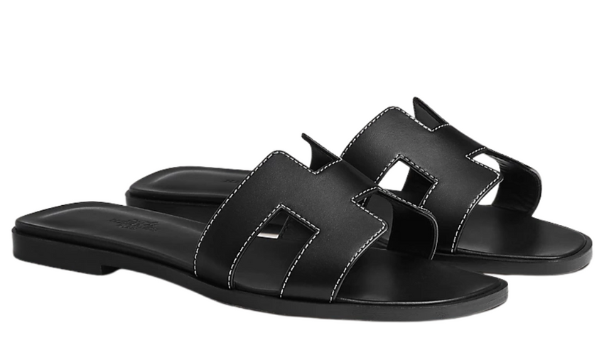 Hermes Oran Sandal  iconic H"Black" - Dubaiallstar