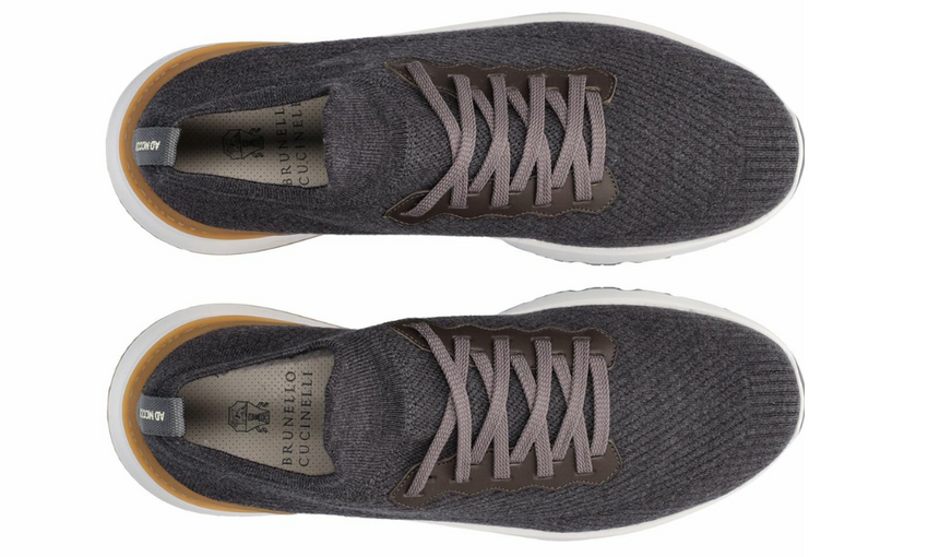 Brunello knitted low-top sneakers "Grey" - Dubaiallstar