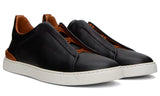 ZEGNA Black & Brown Deerskin Triple Stitch Sneakers - DUBAI ALL STAR