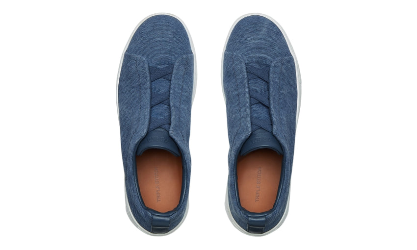 Zegna Blue Canvas Triple Stitch™ Sneakers