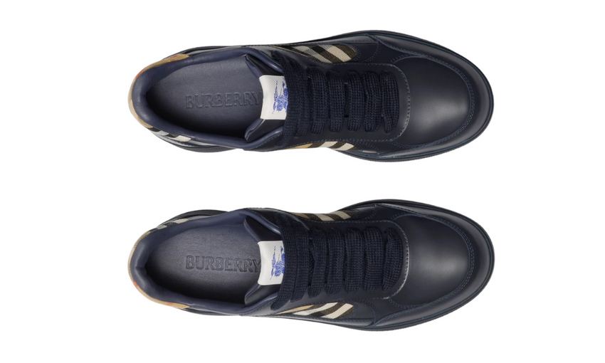 Burberry  Leather and Check Terrace Sneakers  "Indigo / Sand"