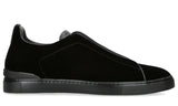 ZEGNA  Velvet Triple Stitch Sneakers "Black" - DUBAI ALL STAR