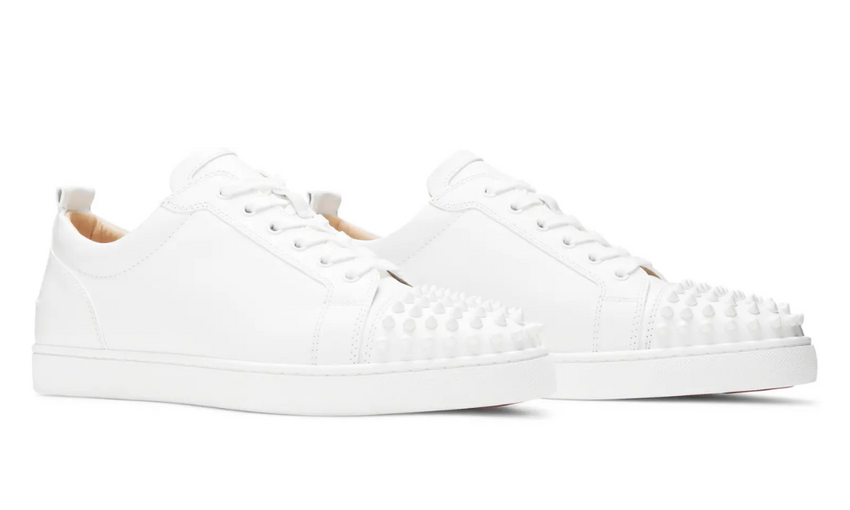 Christian Louboutin Louis Junior Spikes Flat Calf 'White'