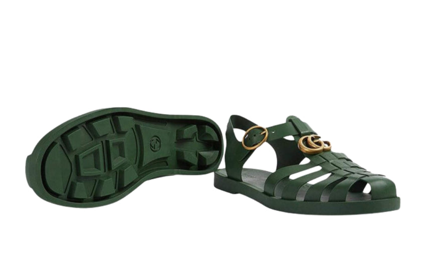 Gucci Rubber Buckle Strap Sandals - Green - DUBAI ALL STAR