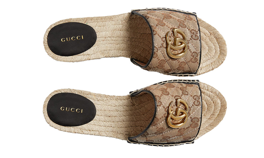 Gucci Women's Brown GG Matelassé Canvas Espadrille Sandal - DUBAI ALL STAR