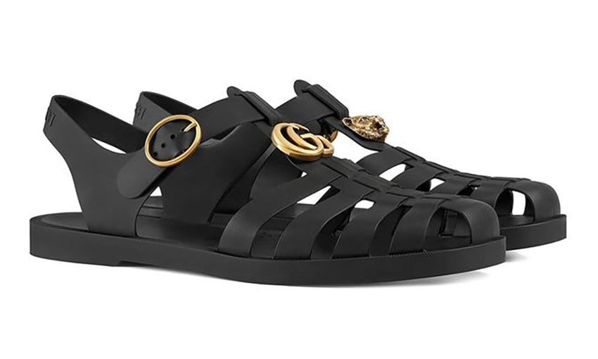 Gucci Rubber Buckle Strap Sandals - Black - DUBAI ALL STAR