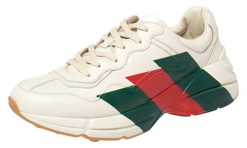 Gucci White Rhyton Web Chunky Sneakers - DUBAI ALL STAR